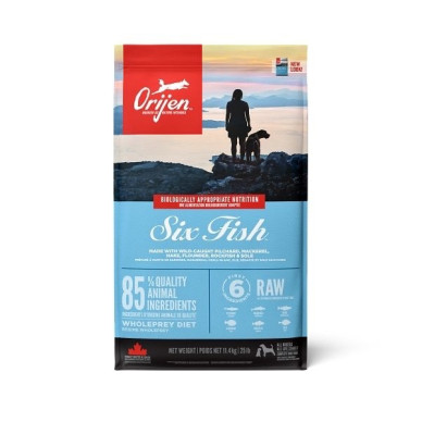 ORIJEN Six Fish – hrană uscată fără cereale pentru câini, cu pește, 11,4 kg